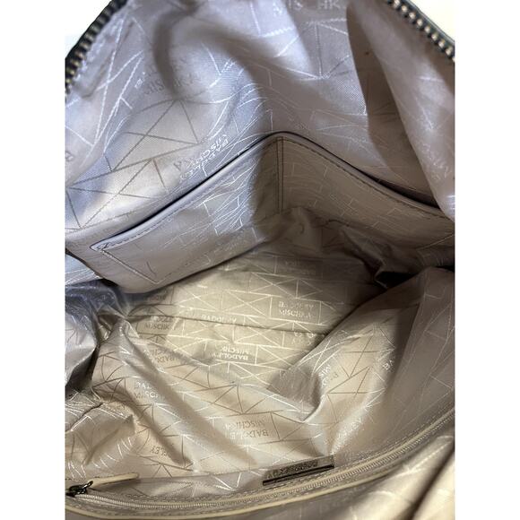 BADGLEY MISCHKA Metallic Leather Duffel Satchel Bag Gunmetal - Picture 9 of 14